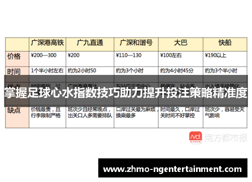 掌握足球心水指数技巧助力提升投注策略精准度